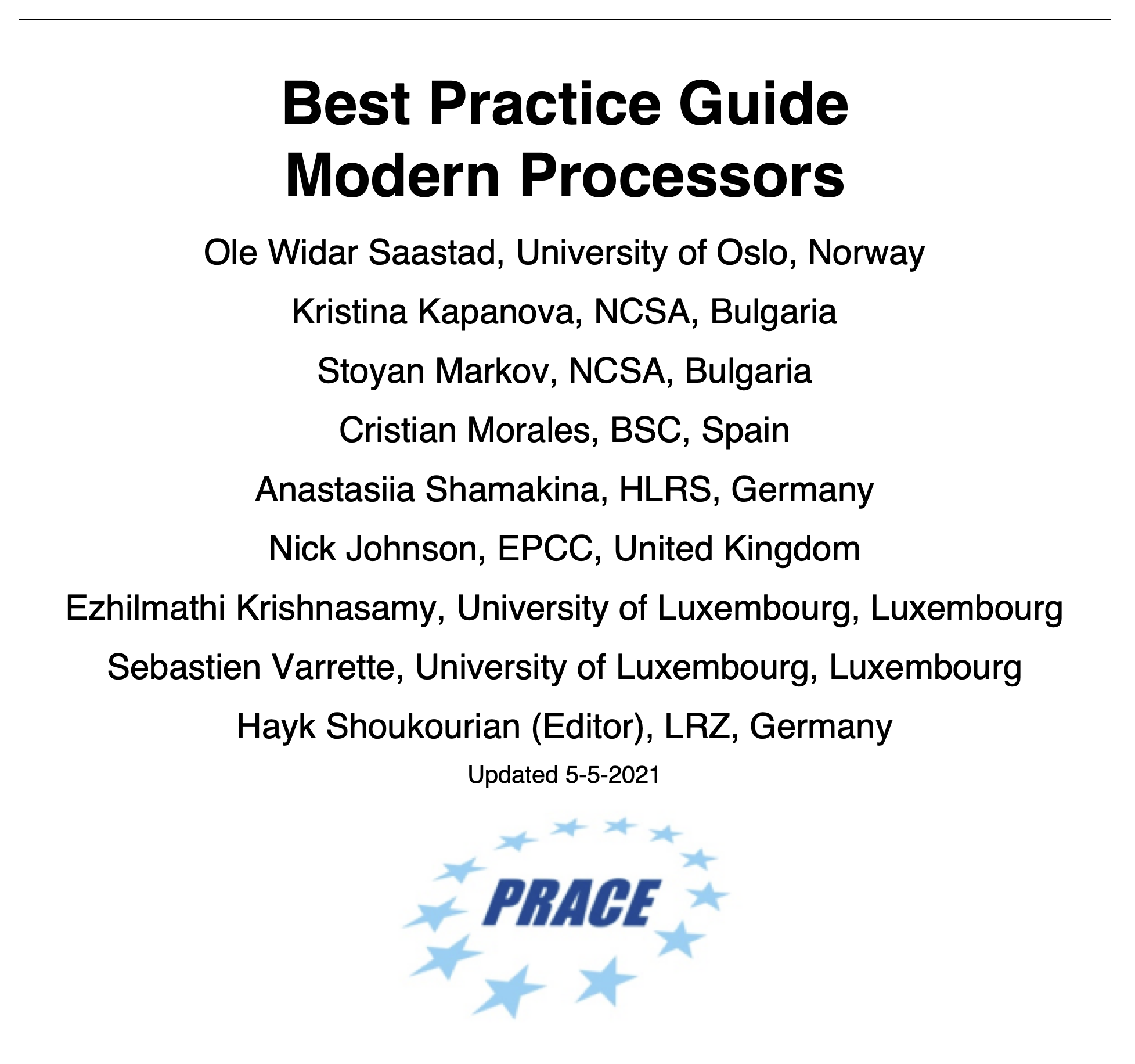 PRACE Best Practice Guide on Modern Processors